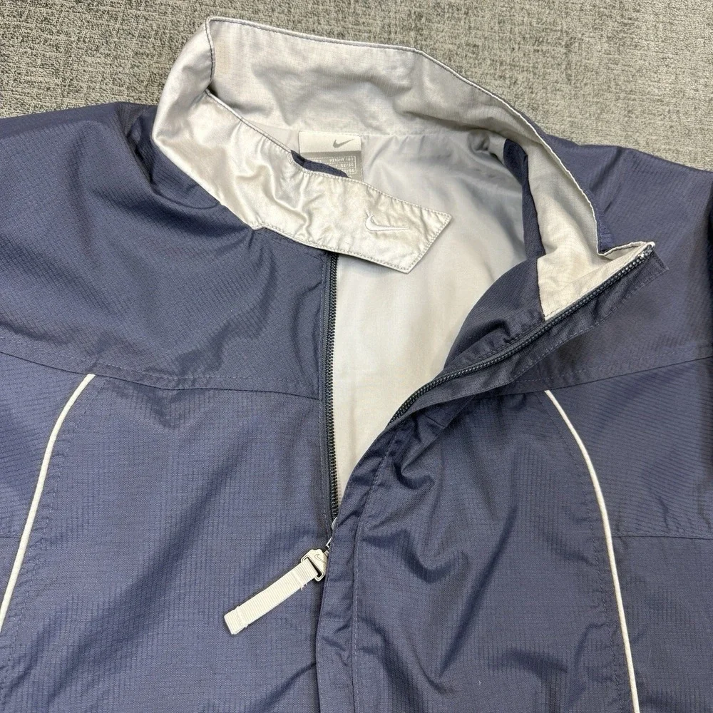 Y2K Nike Windbreaker Jacket Men's Large Swoosh Reflective Nylon Running Zip‎